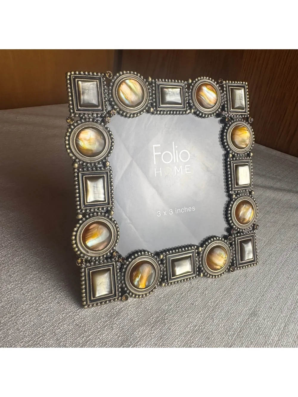 Folio Home 3x3 Silver Tone Picture Frame With Iridescent Gem Accents